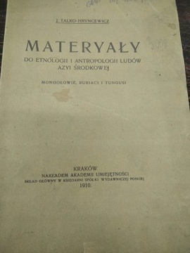 Talko MATERYAŁY O ETNOLOGII I ANTROPOLOGII 1910