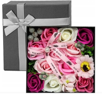Róże mydlane kwiaty pachnące flowerbox na prezent