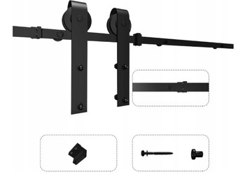 СИСТЕМА РАЗДВИЖНЫХ ДВЕРЕЙ LOFT + НАБОР РОЛИКОВЫХ НАПРАВЛЯЮЩИХ 2 м