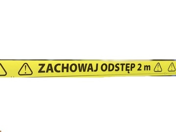 Naklejka Taśma Zachowaj Odstęp 2m 66 metrów PCV