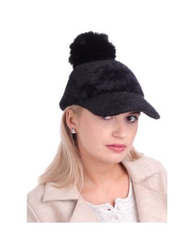 Damska czapka z daszkiem alpaka czarna