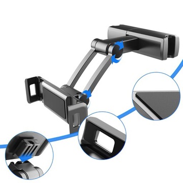 UCHWYT SAMOCHODOWY NA ZAGŁÓWEK TELEFON TABLET ALU