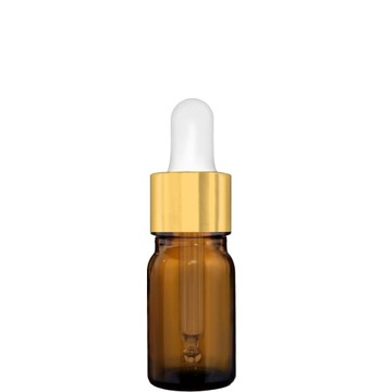 Butelka szklana 5ml brązowa z pipetą złoto białą