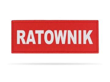RATOWNIK 13x5cm CZERWONY ODBLASKOWY EMBLEMAT