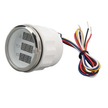 Температура воды, давление масла, вольтметр, 52 мм, 3 в 1, цифровой дисплей, мет.