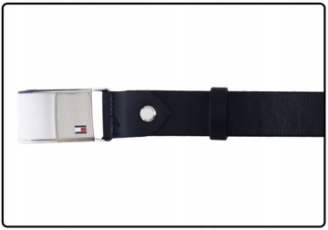 TOMMY HILFIGER PASEK DO SPODNI PLAQUE BELT ADJ 3,5 CM CZARNY r.115