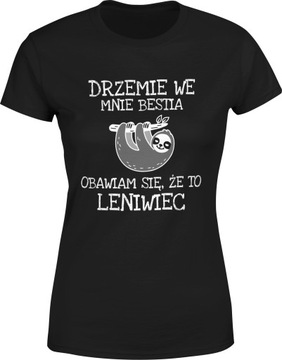 ŚMIESZNA KOSZULKA DAMSKA LENIWIEC T-SHIRT ROZM. S BLUZKA TSHIRT DAMSKI