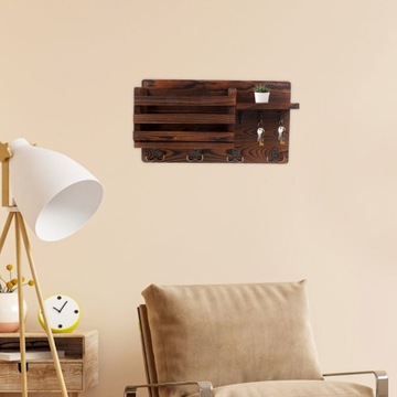 Деревянная полка в прихожей Крючки для шляп Брелок для ключей