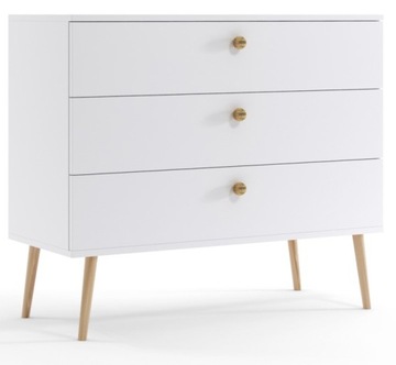 Komoda BOHO SKANDYNAWSKA 100 cm biały z szufladami z cichym domykiem