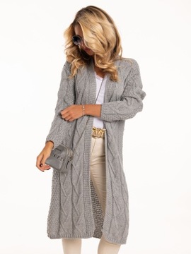 IDEALNY KOBIECY DŁUGI SWETER KARDIGAN NARZUTKA