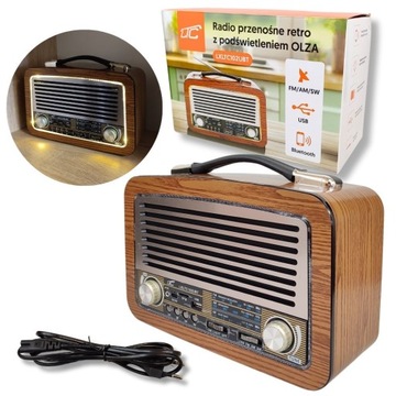 Radio przenośne z podświetleniem FM/USB/AUX RETRO kuchnia salon BLUETOOTH