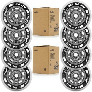8x Kółka do rolek 64 mm kauczukowe zestaw + łożyska abec-9 molti