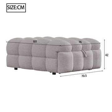 2IN1 -кроватный диван, сложенный серый пухлый, плюшевый, с набором FootRest