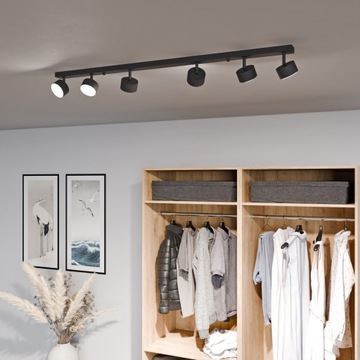 Lampa Sufitowa Szyna 6x GX53 Spot Reflektor Ruchoma Czarna Loft 120cm