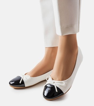 Белые балетки с лакированным мыском, Despins 37.