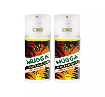 2x MUGGA EXTRA STRONG SPRAY 50% DEET NA KOMARY
