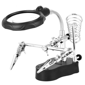 TRZECIA RĘKA UCHWYT LUTOWNICY 2xLED LUPA STOJAK