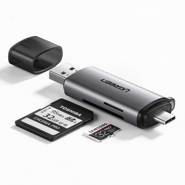 АДАПТЕР UGREEN КАРТРИДЕР USB 3.0 USB-C SD microSD SDHC TF PLUG&PLAY