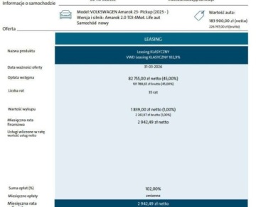 Volkswagen Amarok II 2025 Volkswagen Amarok Life 2.0 TDI 205 KM Automat 4Motion 2.0 Diesel 205KM, zdjęcie 1