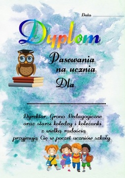 Dyplom A4 PASOWANIE ŚLUBOWANIE Ucznia Antyrama