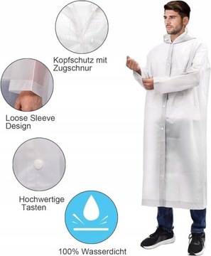 Płaszcz przeciwdeszczowy długi ponczo białe 3szt
