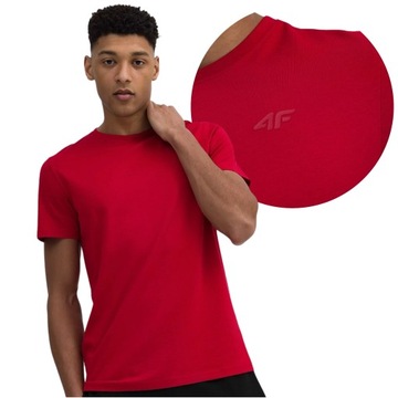 T-SHIRT MĘSKI 4F BAWEŁNIANY OKRĄGŁY DEKOLT LOGO 4F R. M