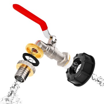 Клапан крана для резервуара Mauser емкостью 1000 л Mauser для шланга 1 дюйм, соединение IBC 60x6