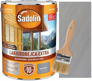 SADOLIN EXTRA LAKIEROBEJCA 5L JASNY SZARY + PĘDZEL