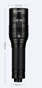 Светодиодный фонарик Superfire D3 для дайвера IPX8 2300 мАч