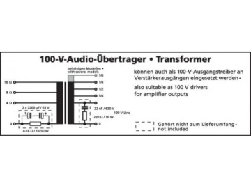 MONACOR TR-1010LC - аудиотрансформатор 100В, 10Вт