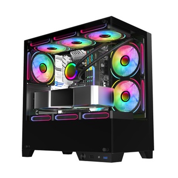 OBUDOWA Gamer ELITE BPQ1 AKWARIUM PODWÓJNE HARTOWANE SZKŁO ATX USB 3.0