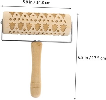 Wałek do ciasta GRAWEROWANY drewniany Świąteczny