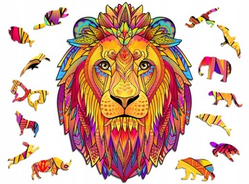 Puzzle Drewniane Premium 3D Układanka dla dorosłych Lew XL Zwierzęta