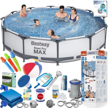 BASEN OGRODOWY STELAŻOWY Bestway ZESTAW MAX 22w1