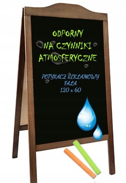 WODOODPORNY potykacz reklamowy stojak DWUSTRONNY KREDOWY FALA XL 120x60