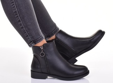 КОЖАНЫЕ БОТИНКИ ЖЕНСКИЕ, ПЛОСКИЙ КАБЛУК, МОЛНИЯ, МОДНЫЕ, УДОБНЫЕ