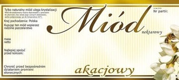 ETYKIETA duża na miód AKACJOWY 100szt akacja ETYKIETA E131 miód AKACJOWY