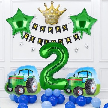 ZESTAW BALON FOLIOWY CYFRA 2 dwa ścianka drugie URODZINY balony TRAKTOR