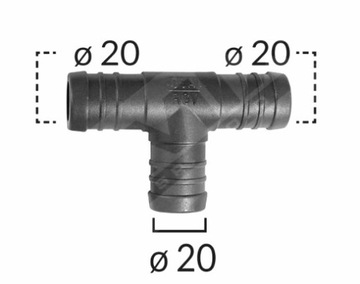 ŁĄCZNIK ZŁĄCZKA PRZEWODU WĘŻY TRÓJNIK 20 mm