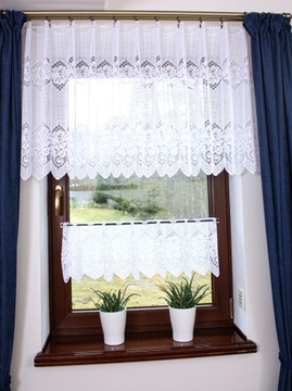 Zazdrostka Biała Żakardowa Firanka Do Kuchni wysokość 30 cm