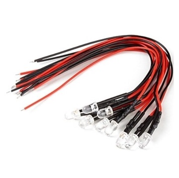 KONTROLKA DIODA LED 12V 5mm BIAŁA Z PRZEWODEM