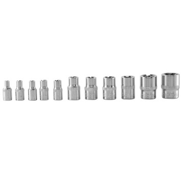 11Pc Female E Torx Star Socket Set Rail E4 - E20 External Star Torqu~85643