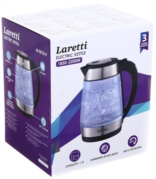Czajnik LARETTI LR-EK7519 2200W Szkło hartowane z podświetleniem