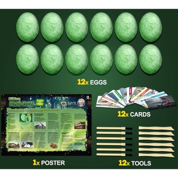 12x Jajo z DINOZAUREM ŚWIECĄCYM W CIEMNOŚCI WYKOPALISKA MAŁY ARCHEOLOG