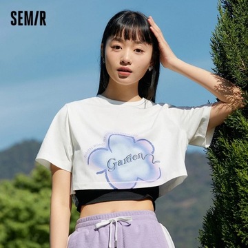 Semir Short Sleeve T Shirt Women Flower Top Sweet
