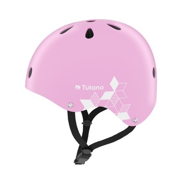 Kask Rowerowy Dziecięcy Tulano RÓŻOWY LEKKI REGULOWANY 48–52 cm ODBLASK