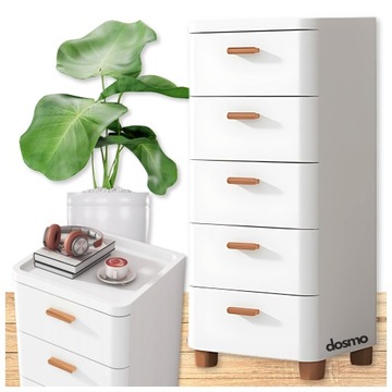 BIAŁA SZAFKA Z 5 SZUFLADAMI ŁAZIENKOWA WYSOKA WĄSKA 39CM REGAŁ SŁUPEK DOSMO