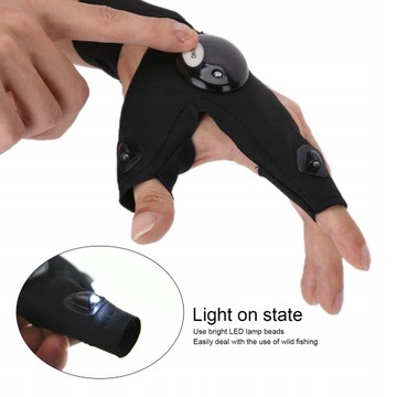 Перчатки со светодиодным фонариком, гибкая ткань, большие
