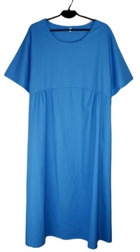 Niebieska trapezowa sukienka maxi boho 5XL 50