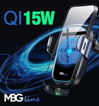 MOCNY UCHWYT SAMOCHODOWY NA TELEFON ŁADOWARKA INDUKCYJNA BEZPRZEWODOWA AUTO